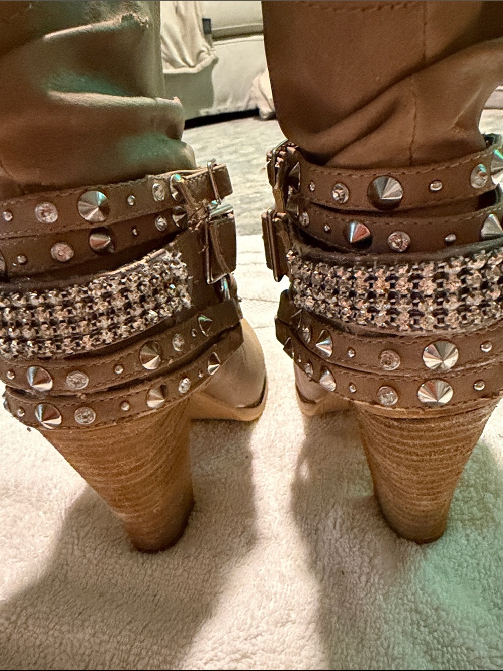 Hog Rated Studded Rhinestone Ankle Boots - Brown - Picture 6 of 7